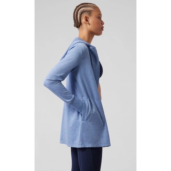 NWT Athleta Women's Blue Wrap Cardigan Quarry Hoodie Pockets Open Size S 2746 - Picture 4 of 14